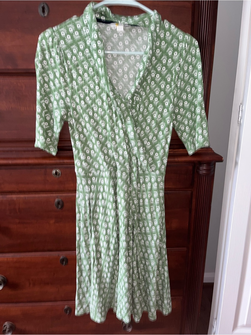 Boden Green and White Floral Midi Dress